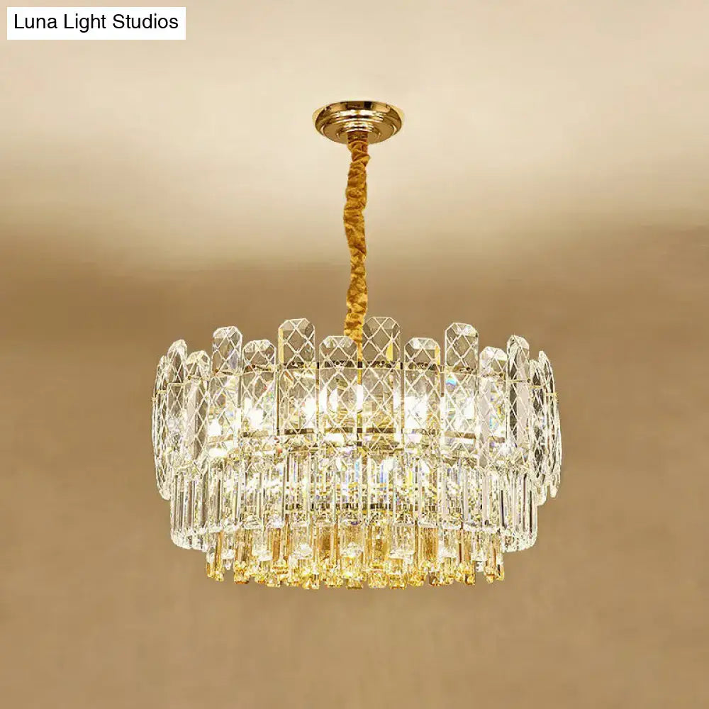 Gold Amber Crystal Chandelier by Decorbites with clear crystal prisms and gold finish on Tampa Home & Garden Store