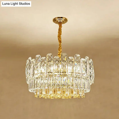 Gold Amber Crystal Chandelier by Decorbites with clear crystal prisms and gold finish on Tampa Home & Garden Store