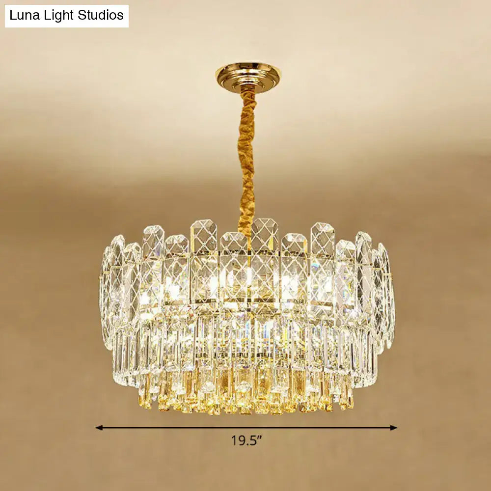 Gold Amber Crystal Chandelier by Decorbites with crystal prisms and gold frame, 19.5 inch diameter on Tampa Home & Garden Store