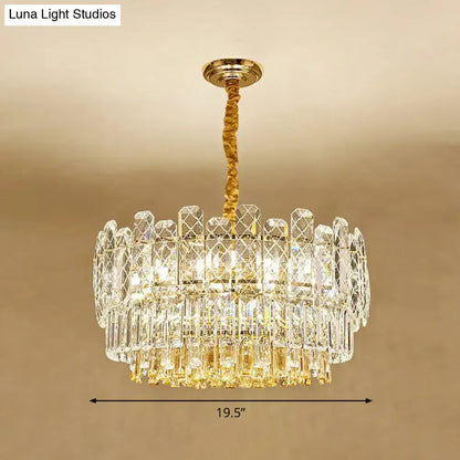 Gold Amber Crystal Chandelier by Decorbites with crystal prisms and gold frame, 19.5 inch diameter on Tampa Home & Garden Store