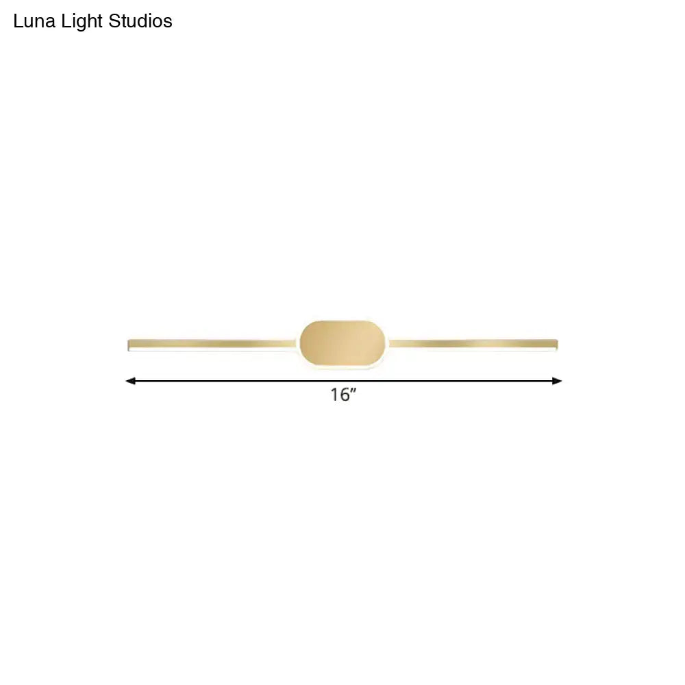Gold metal 31-inch vanity sconce with centered rounded backplate, Decorbites on Tampa Home & Garden Store