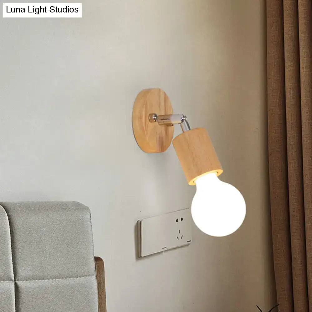 Wood chrome rotating sconce with wooden backplate and adjustable arm by Decorbites on wall on Tampa Home & Garden Store