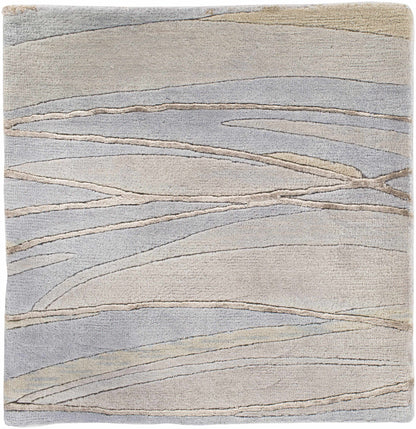 Sinai light blue lined wool/viscose rug by Boutique Rugs with beige gray wavy lines on Tampa Home & Garden Store