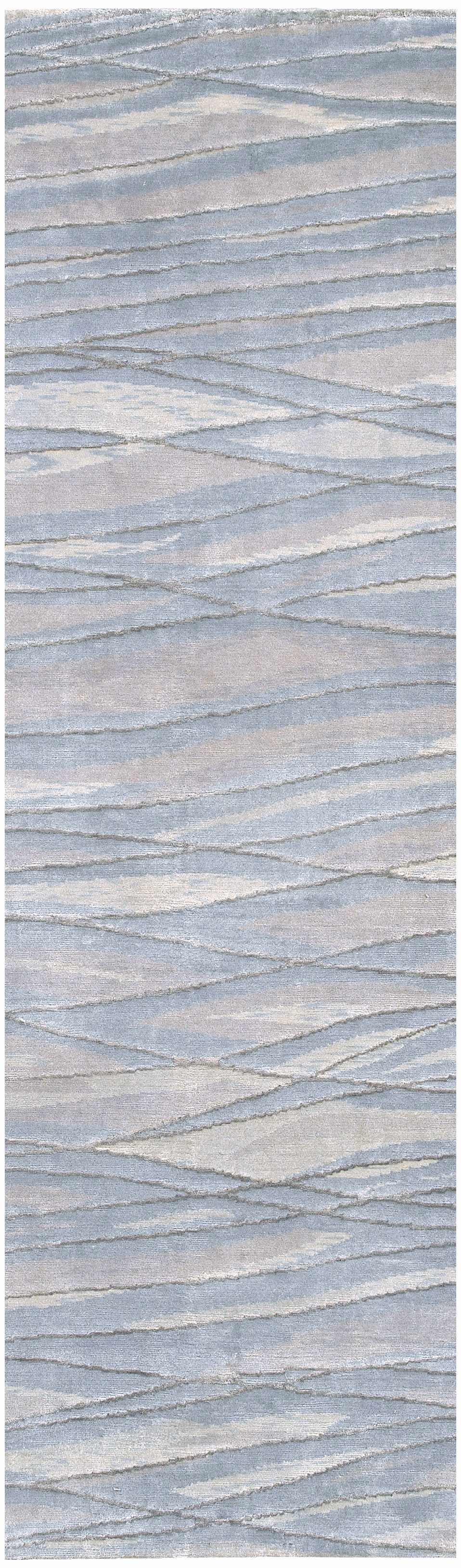 Sinai light blue lined wool/viscose rug with abstract wavy stripes clearance on Tampa Home & Garden Store