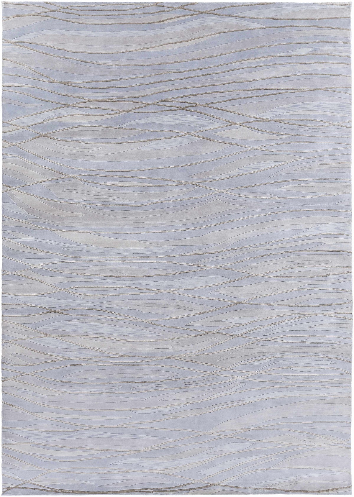Rug Sinai Light Blue Lined Wool/Viscose with gold-toned linear pattern Boutique Rugs on Tampa Home & Garden Store