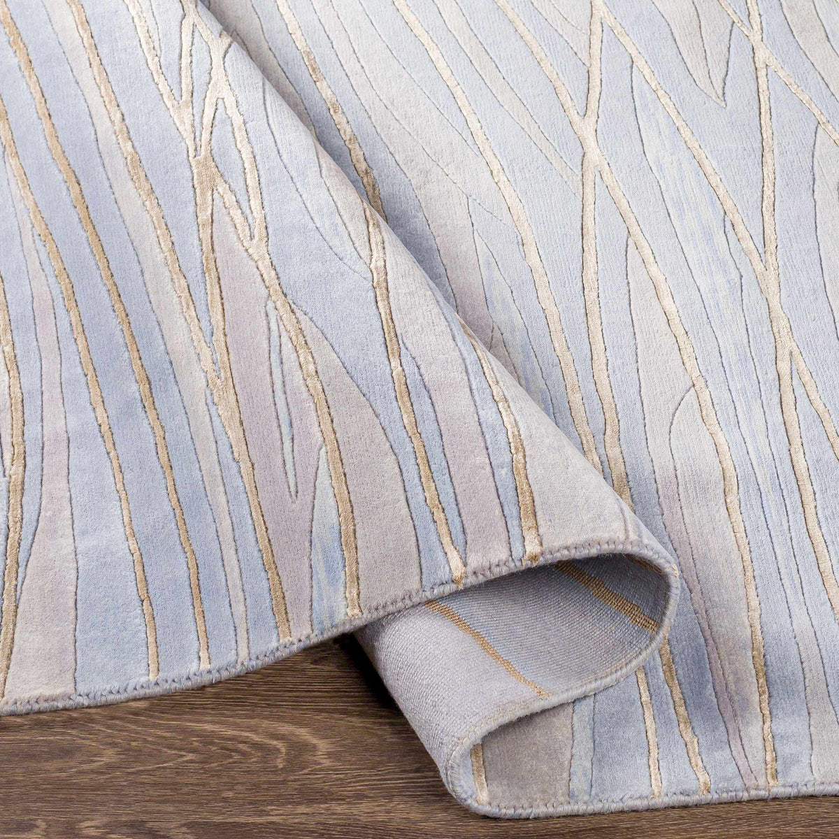 Sinai light blue lined wool/viscose rug by Boutique Rugs on Tampa Home & Garden Store