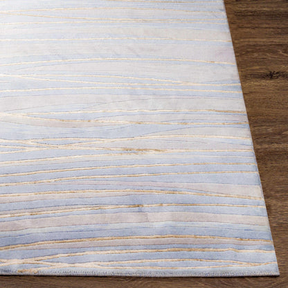 Sinai Light Blue Lined Wool/Viscose Rug by Boutique Rugs, soft striped pattern on Tampa Home & Garden Store