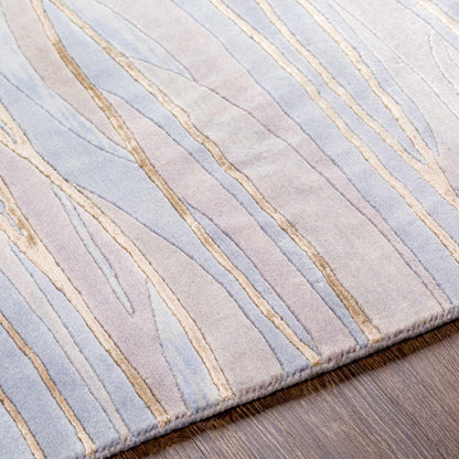 Rug Sinai Light Blue Lined Wool/Viscose by Boutique Rugs with soft pale blue tones on Tampa Home & Garden Store