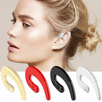 Stevvex wireless Bluetooth in-ear headphones with ergonomic over-ear hooks in white on Tampa Home & Garden Store