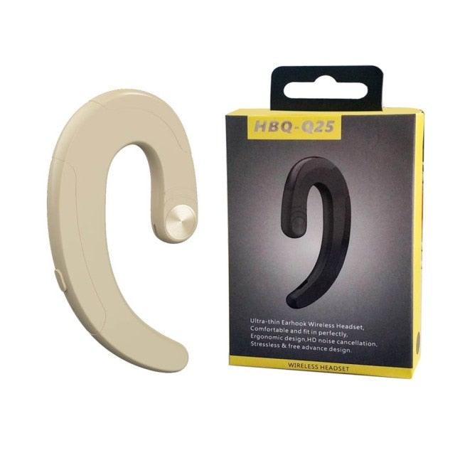 Stevvex beige in-ear Bluetooth headset with ergonomic earhook and mic on Tampa Home & Garden Store
