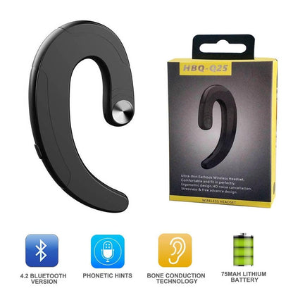 Stevvex neckband Bluetooth headset with bone conduction tech in black, 1 headset + 1 box on Tampa Home & Garden Store