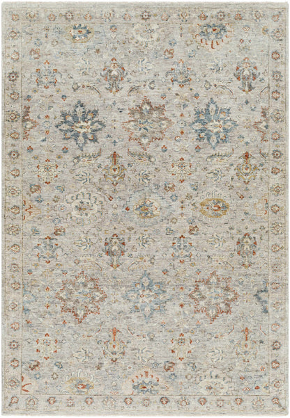 Sipocot Premium Area Rug by Boutique Rugs with distressed beige field and blue orange motifs on Tampa Home & Garden Store