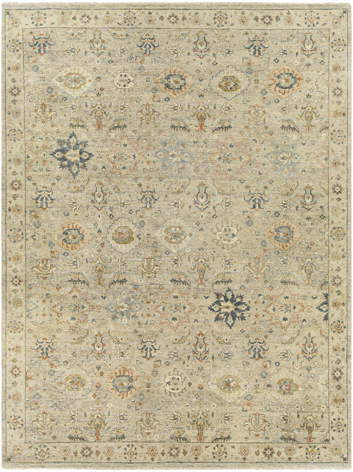 Sipocot Premium Area Rug, Boutique Rugs, beige blue oriental pattern with floral border on Tampa Home & Garden Store