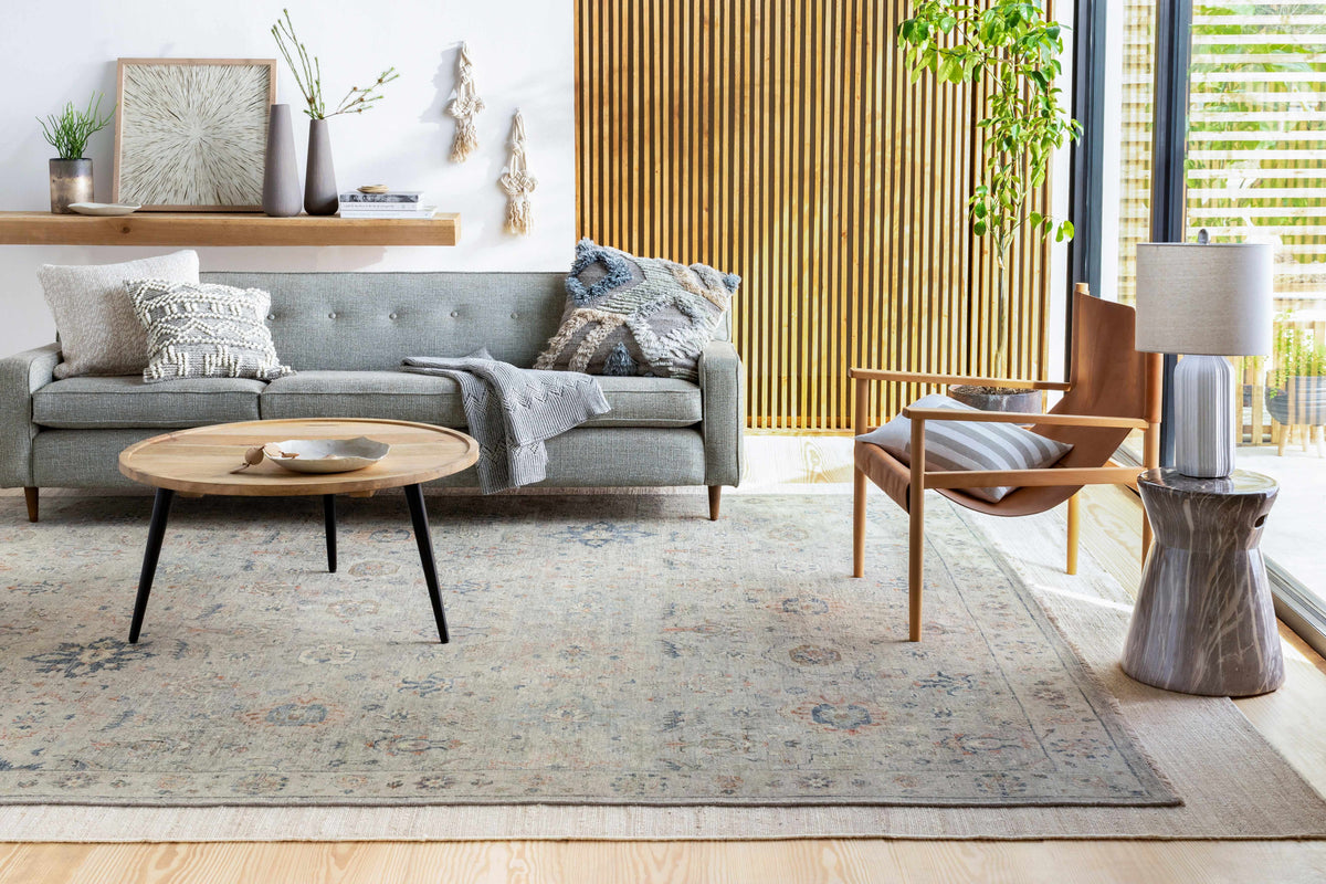 Sipocot Premium Area Rug by Boutique Rugs in light gray with subtle vintage pattern on Tampa Home & Garden Store