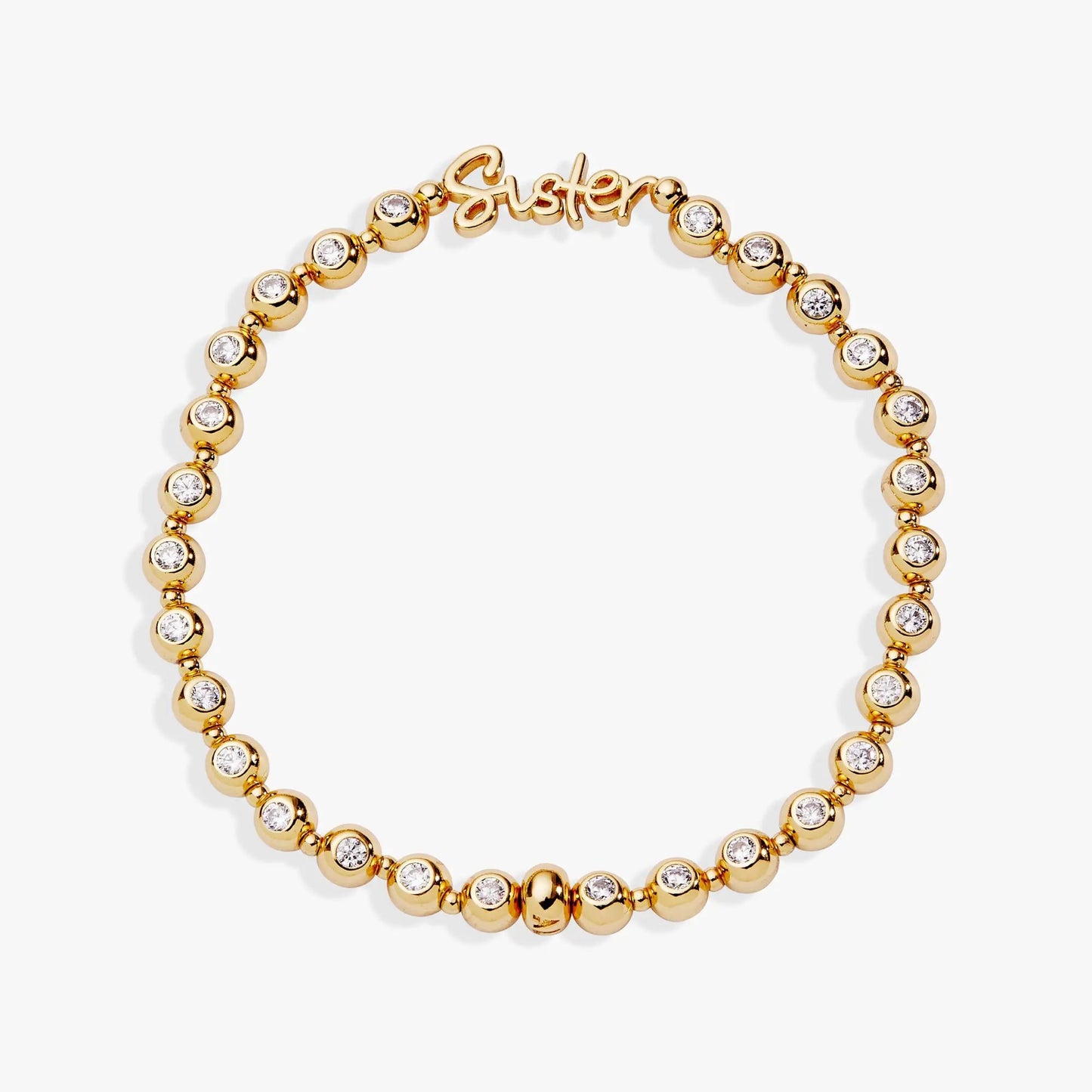Sister Crystal Elongated Bracelet with Plaque