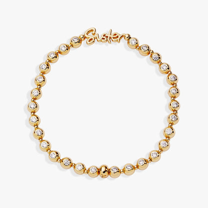 Sister Crystal Elongated Bracelet with Plaque