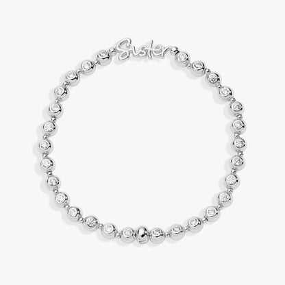 Sister Crystal Elongated Bracelet with Plaque