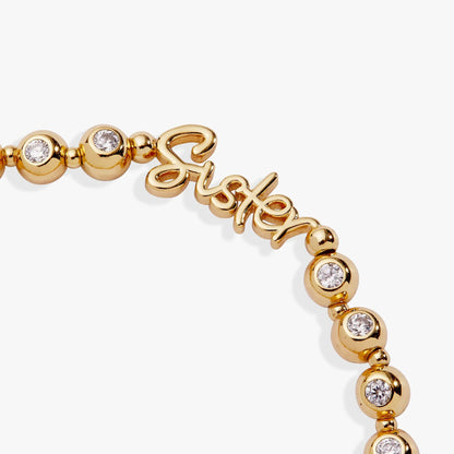 Sister Crystal Elongated Bracelet with Plaque