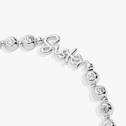 Sister Crystal Elongated Bracelet with Plaque