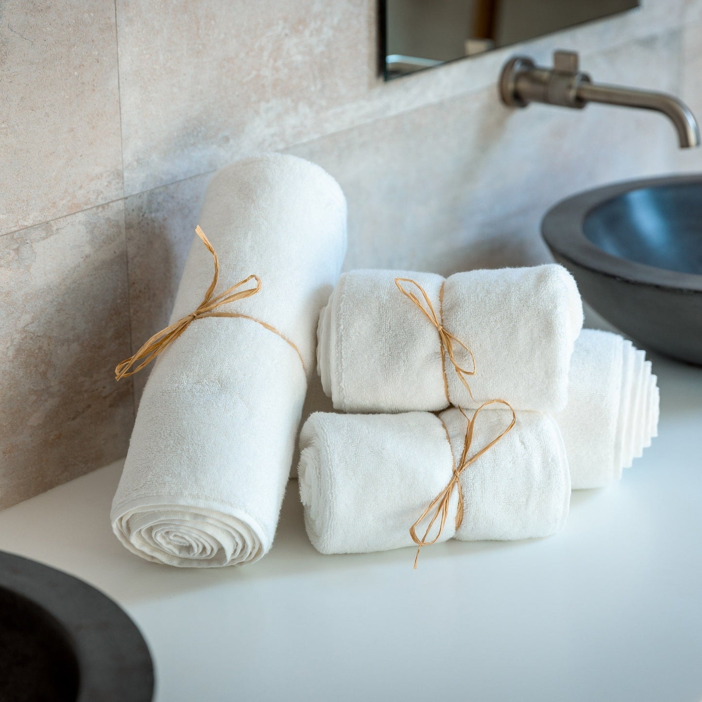Ensemble de six serviettes de bain bio de luxe | Serviettes douces, moelleuses et écologiques