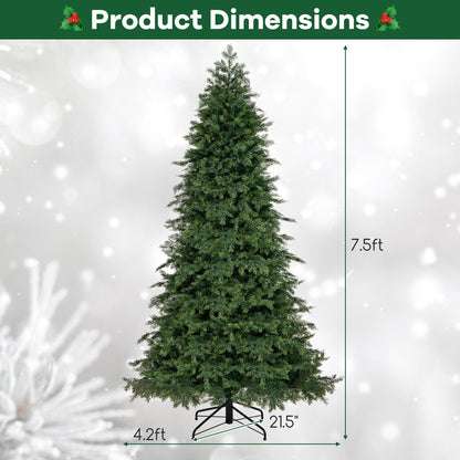Artificial Christmas Tree Green Hinged Holiday Tree with 721/1019 Lush Branch Tips-7.5 ft
