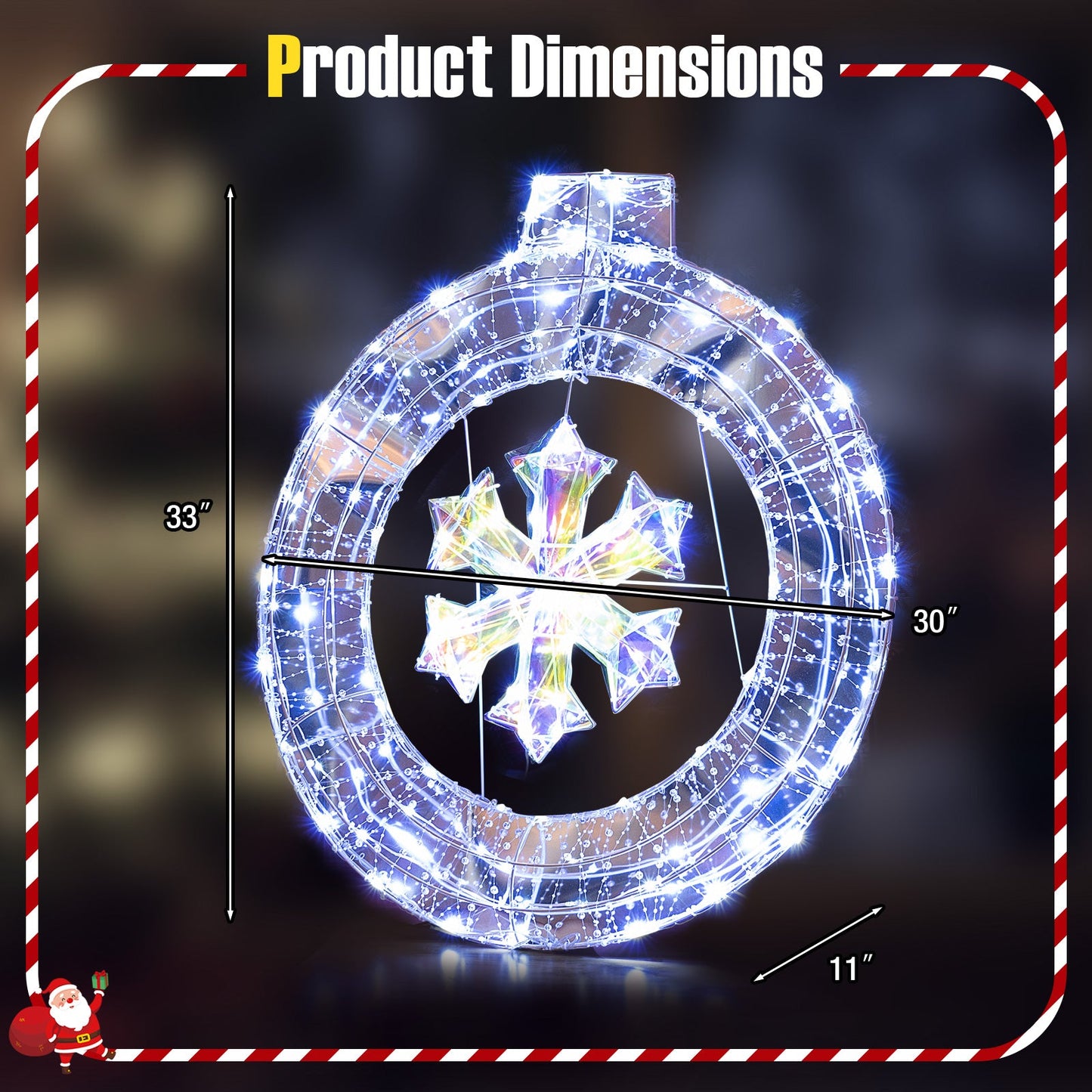 33 Inch Lighted Snowflake Wreath With Ring