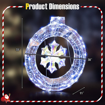 33 Inch Lighted Snowflake Wreath With Ring