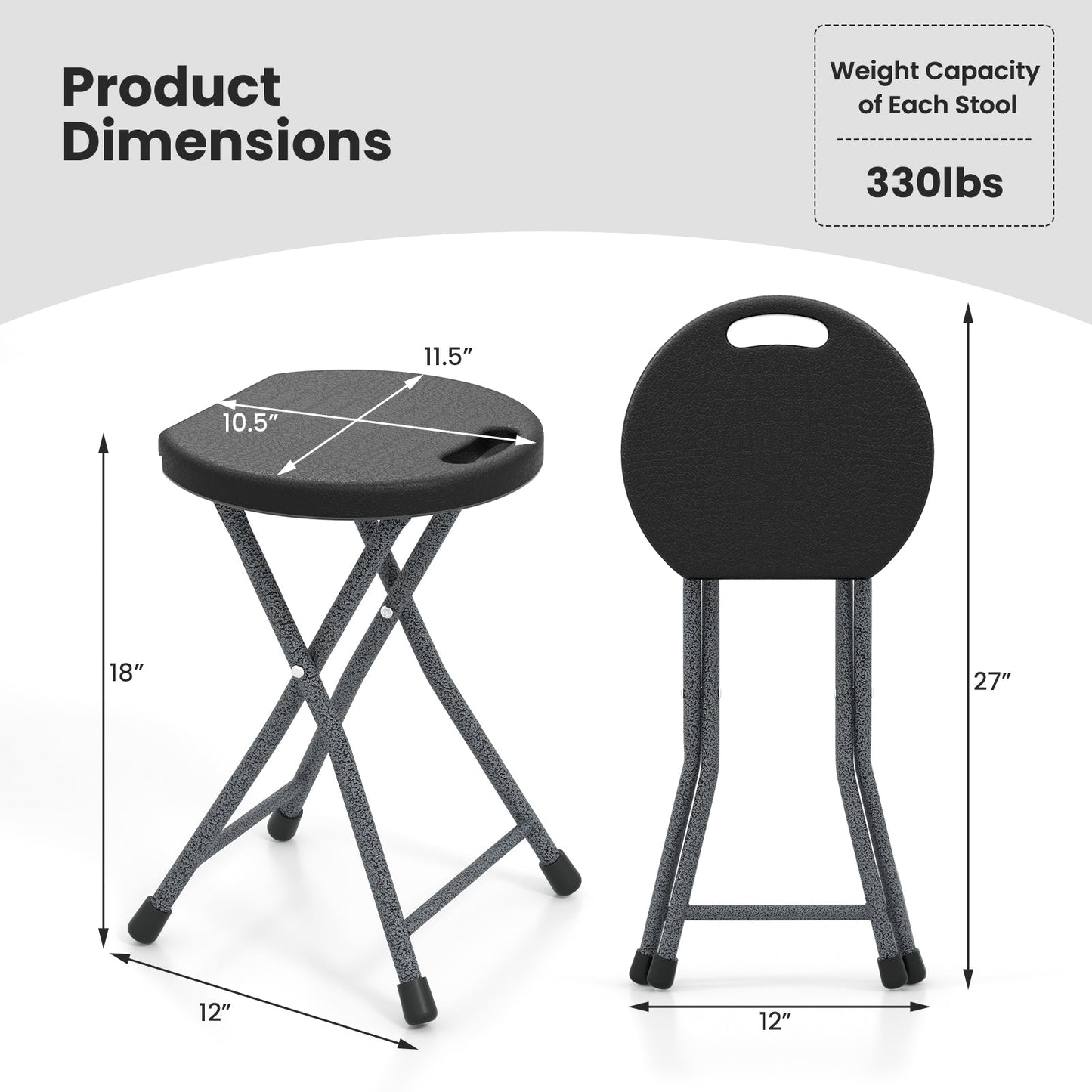 Durable Folding Stool and Grip Handle for Adults