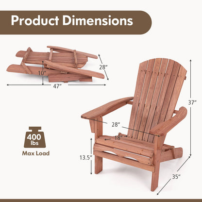 1 Silla Adirondack Plegable con Respaldo Alto y Reposabrazos Anchos-Gris