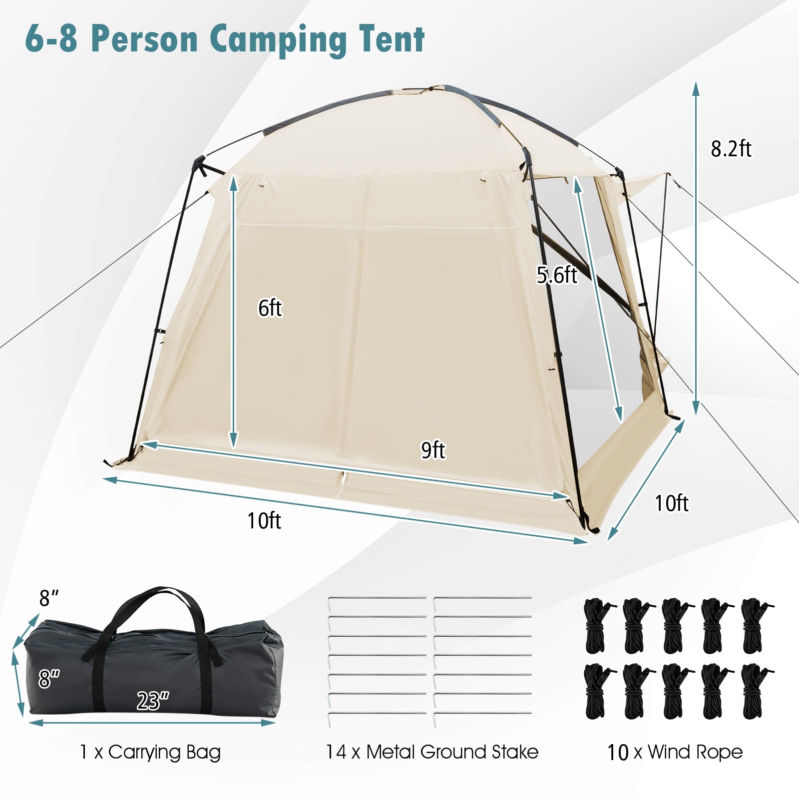 GemGear 10 x 10 ft beige screened canopy tent with vestibule and zippered door on Tampa Home & Garden Store