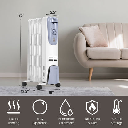 DirectDeals 1500W oil-filled radiator with thermostat on caster wheels white portable heater on Tampa Home & Garden Store