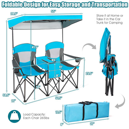 GemGear portable folding camping canopy chairs with cup holders blue gray, includes carry bag on Tampa Home & Garden Store
