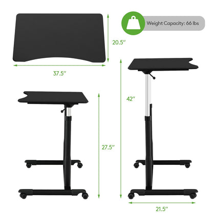 Escritorio de computadora ajustable en altura, mesa para portátil con ruedas para sentarse o pararse - Negro