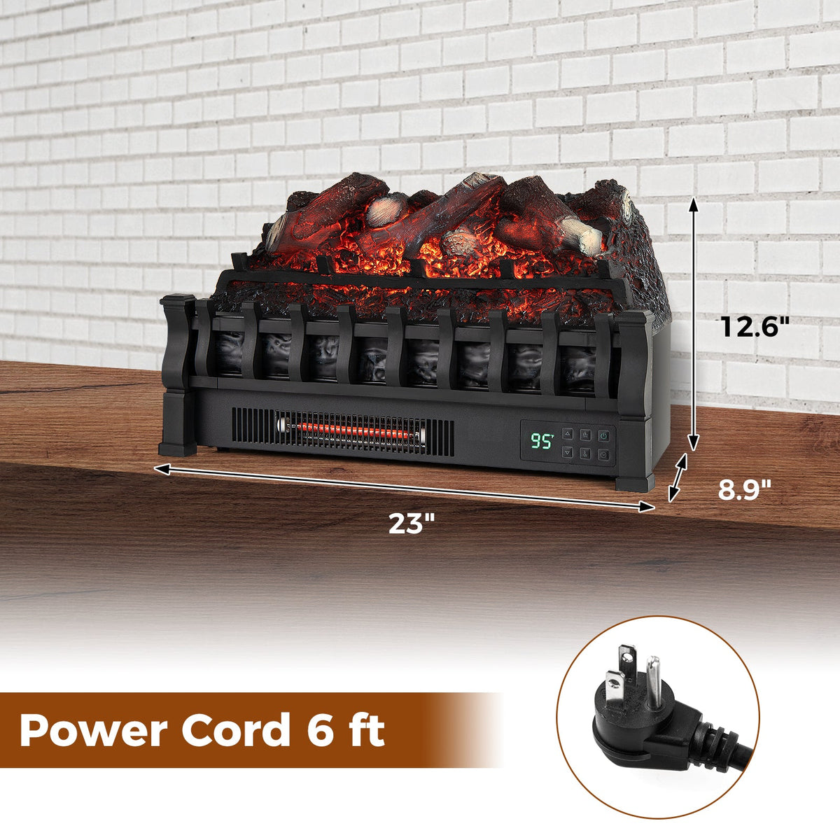 DirectDeals infrared quartz electric fireplace with adjustable 3D flame colors black indoor on Tampa Home & Garden Store