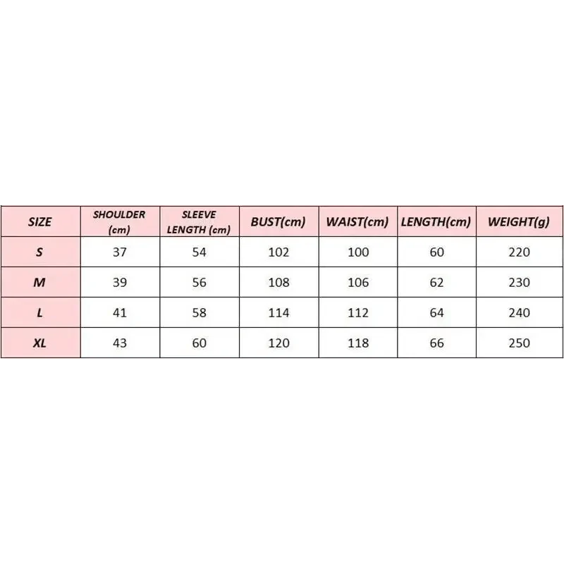 Leopard print jacket size chart for Stevvex ST93330VSP with measurements S-XL on Tampa Home & Garden Store