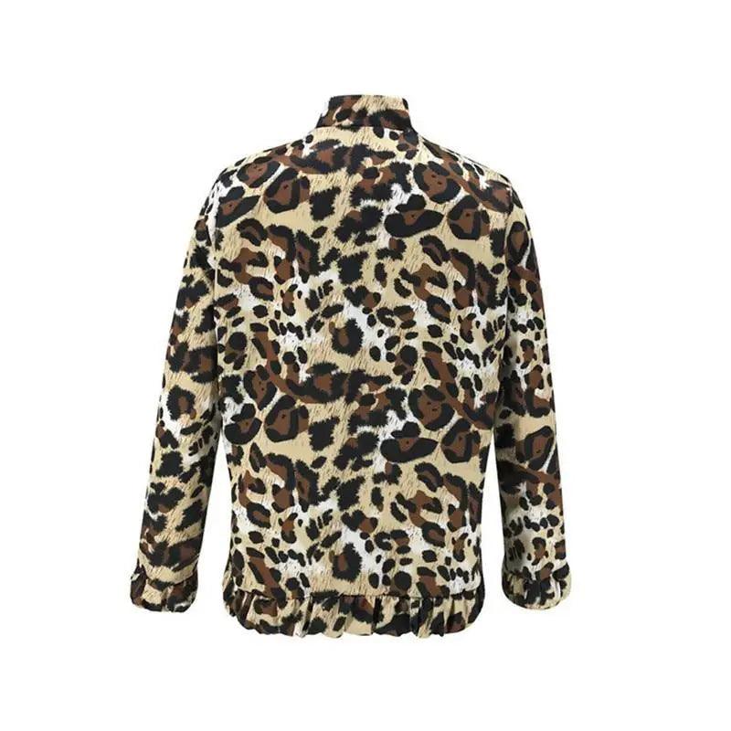 Stevvex leopard print women's long sleeve jacket cardigan, lightweight outwear with elastic hem and cuffs on Tampa Home & Garden Store