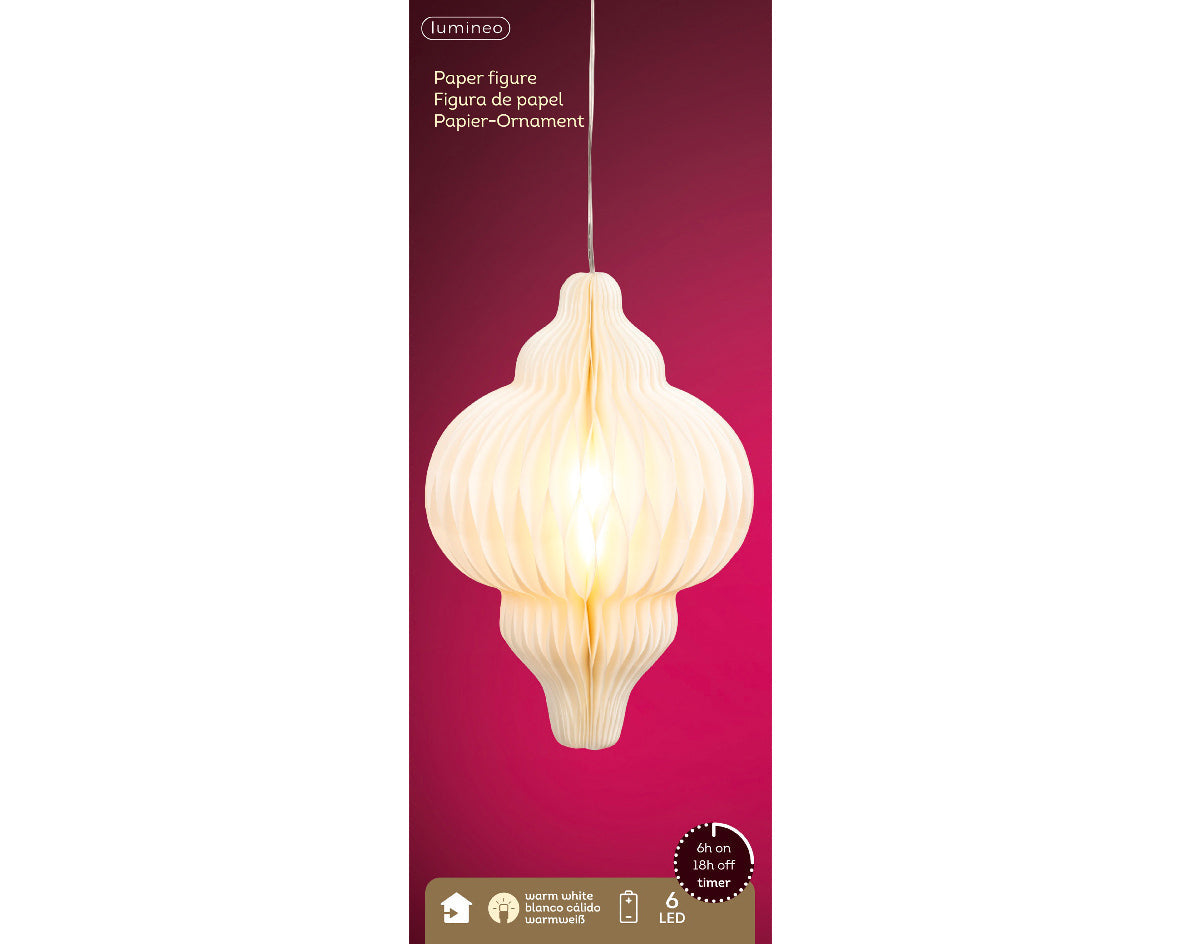 Elegant paper lantern light indoor use, cream ribbed hanging lamp by The Country Christmas Loft on Tampa Home & Garden Store