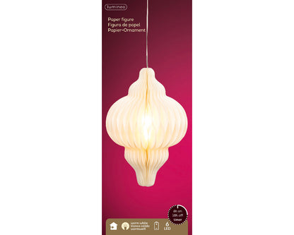 Elegant paper lantern light indoor use, cream ribbed hanging lamp by The Country Christmas Loft on Tampa Home & Garden Store