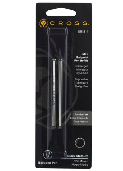 A.T. Cross mini ballpoint pen refills, black ink, medium point, dual pack on Tampa Home & Garden Store