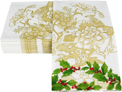 Toalla de invitados/servilleta de buffet Holly Ceramic color marfil/dorado