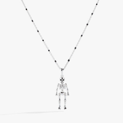 Skeleton necklace by Alex and Ani with silver-tone chain and black bead accents on Tampa Home & Garden Store