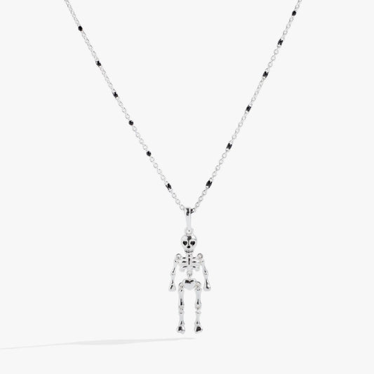 Skeleton necklace by Alex and Ani with silver-tone chain and black bead accents on Tampa Home & Garden Store