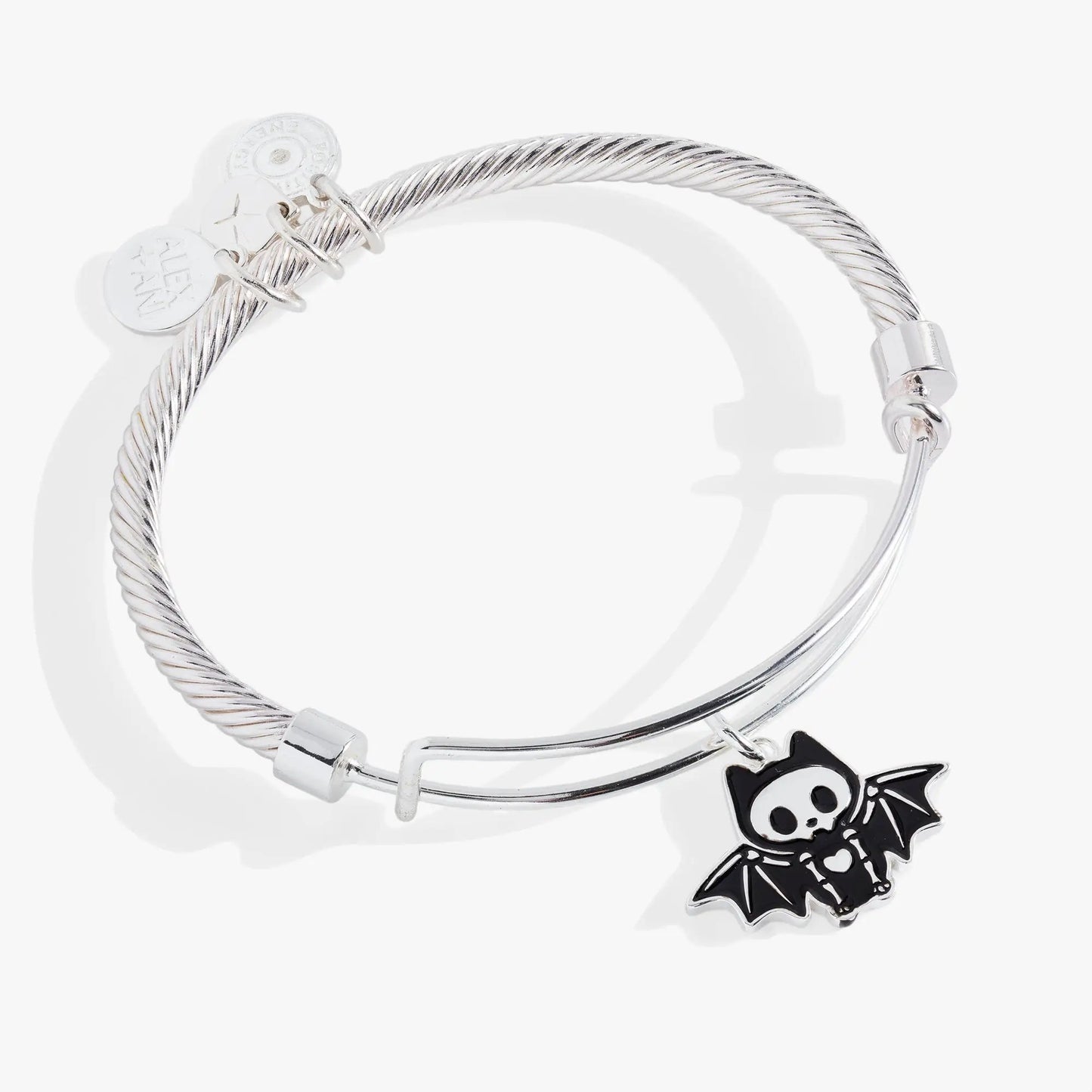 Bat Skeleton Bangle With Spooky Silver Charm