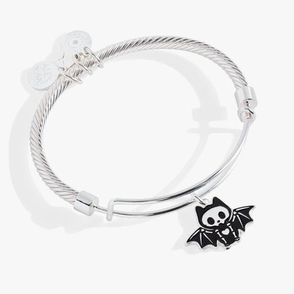 Bat Skeleton Bangle With Spooky Silver Charm