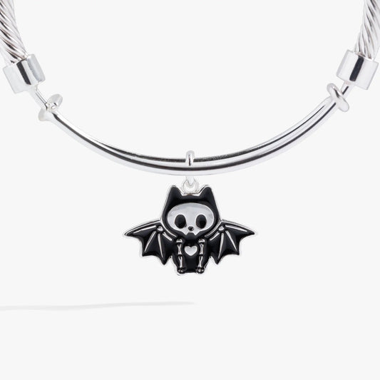 Bat Skeleton Bangle Bracelet ALEX AND ANI with black enamel bat charm on a silver bracelet on Tampa Home & Garden Store