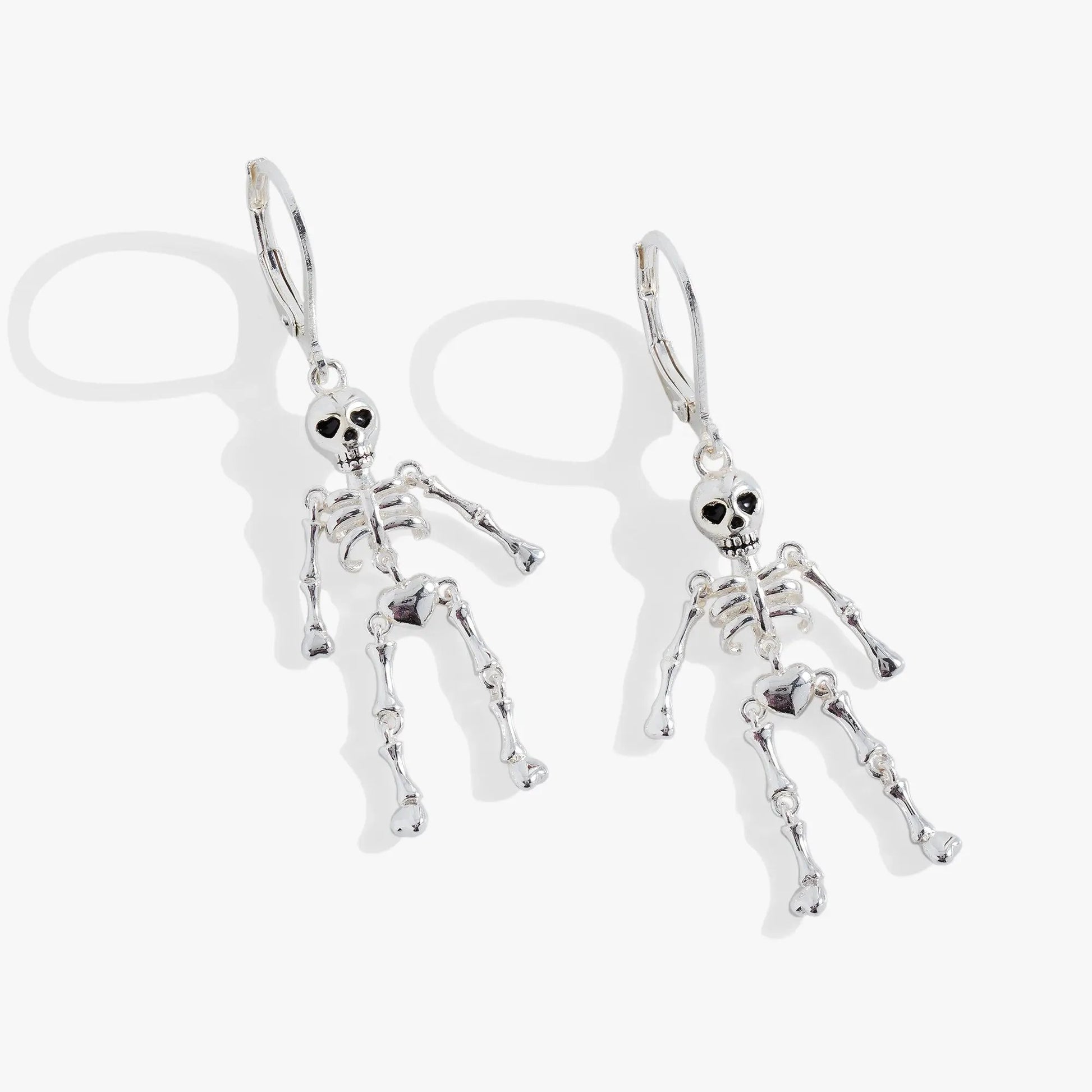 Skeleton Drop Earrings by ALEX AND ANI in silver-tone with dangling skull charms on Tampa Home & Garden Store