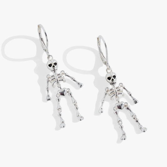 Skeleton Drop Earrings by ALEX AND ANI in silver-tone with dangling skull charms on Tampa Home & Garden Store