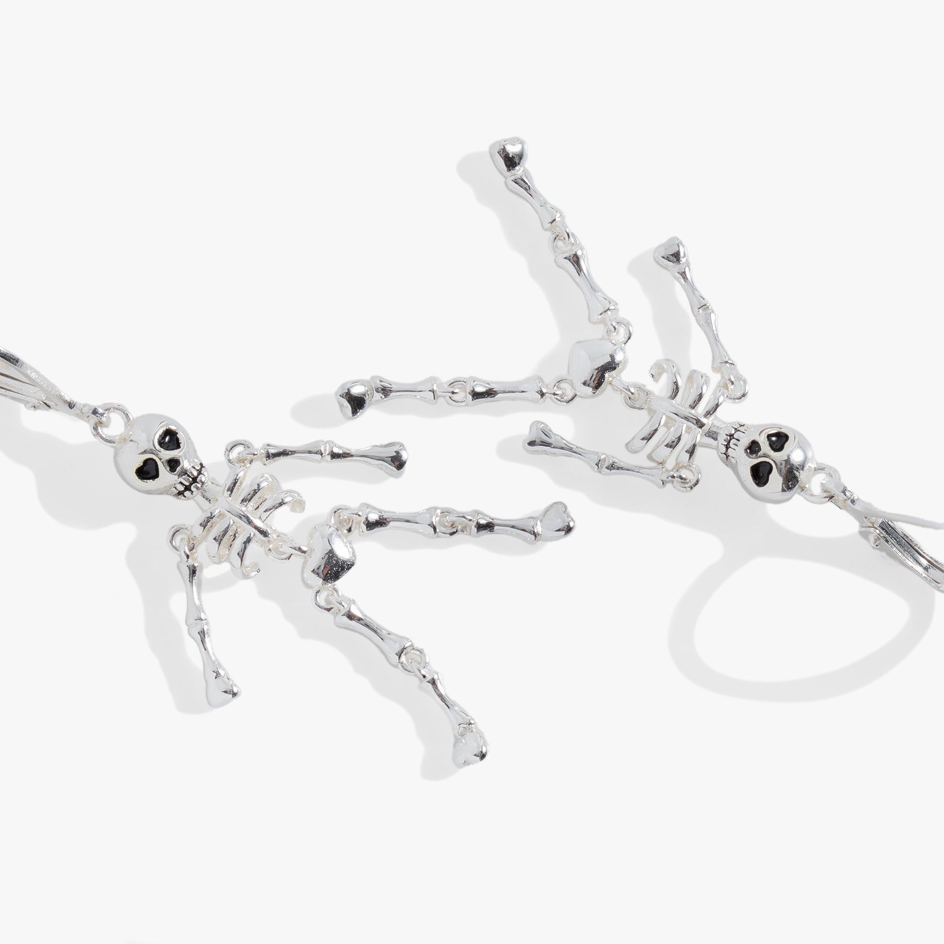 Skeleton Drop Earrings by ALEX AND ANI, silver-tone skull accents on bone chain dangles on Tampa Home & Garden Store