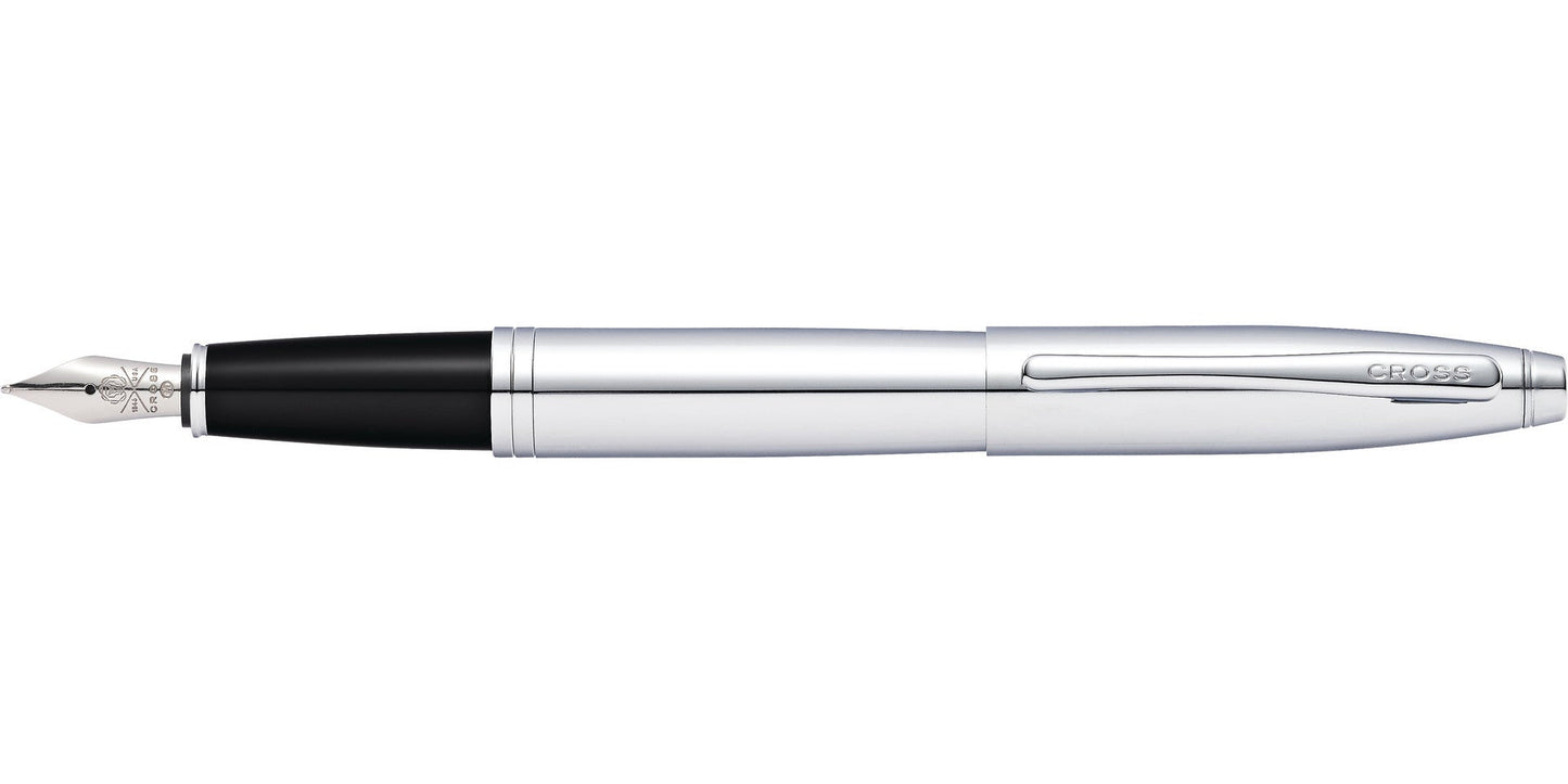 Calais polished chrome fountain pen with black grip, medium nib, CROSS brand on Tampa Home & Garden Store