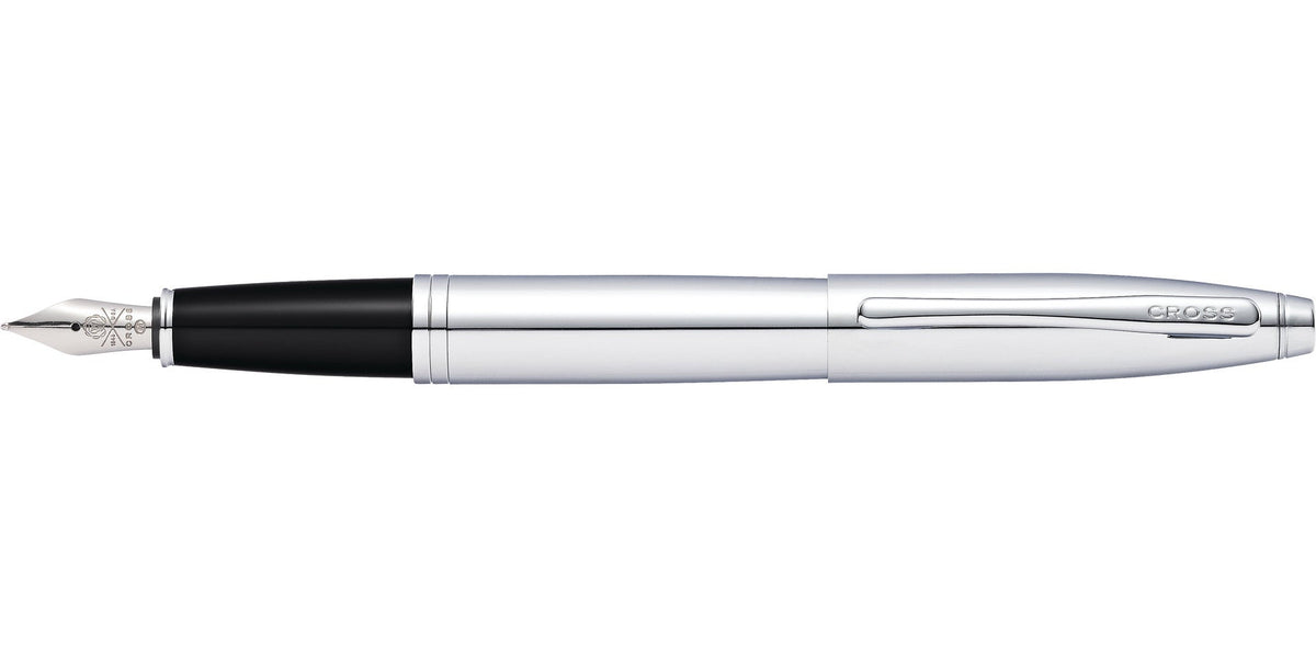 Calais polished chrome fountain pen with black grip, medium nib, CROSS brand on Tampa Home & Garden Store